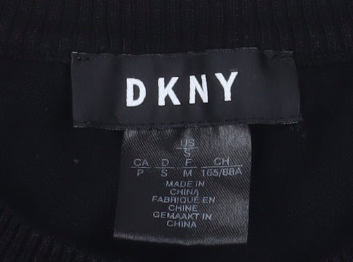 DKNY Men's Black Grey Colour Block Crew Neck Jumper Size S