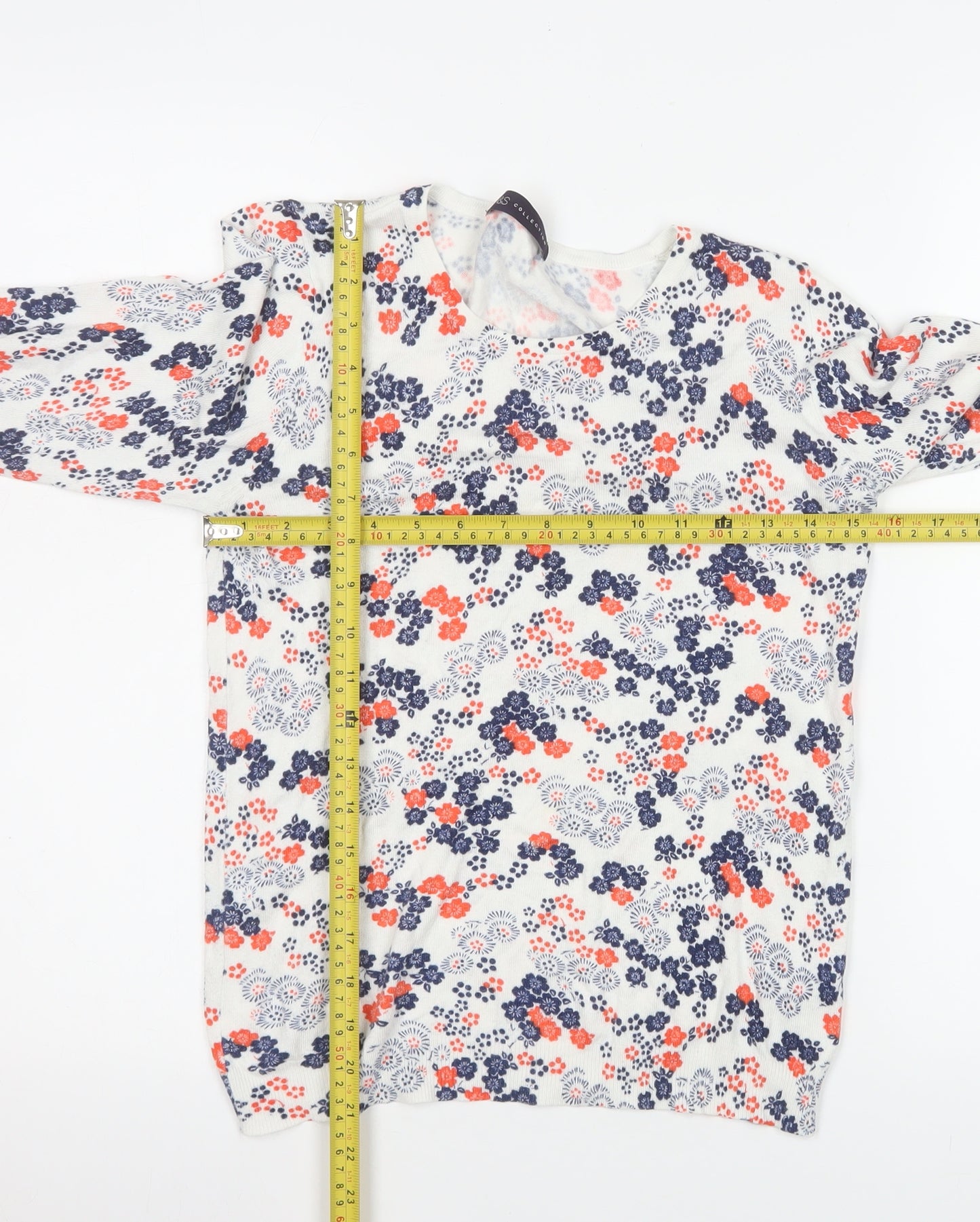 Marks and Spencer Womens Multicoloured Floral Long Sleeve Knit Blouse Size 8