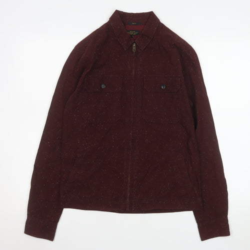 AllSaints Men's Brown Cotton Zip Front Long Sleeve Casual Shirt XS