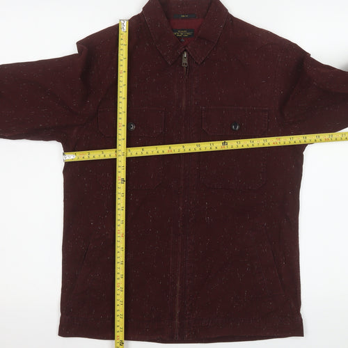 AllSaints Men's Brown Cotton Zip Front Long Sleeve Casual Shirt XS