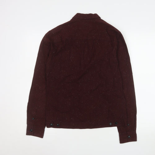 AllSaints Men's Brown Cotton Zip Front Long Sleeve Casual Shirt XS