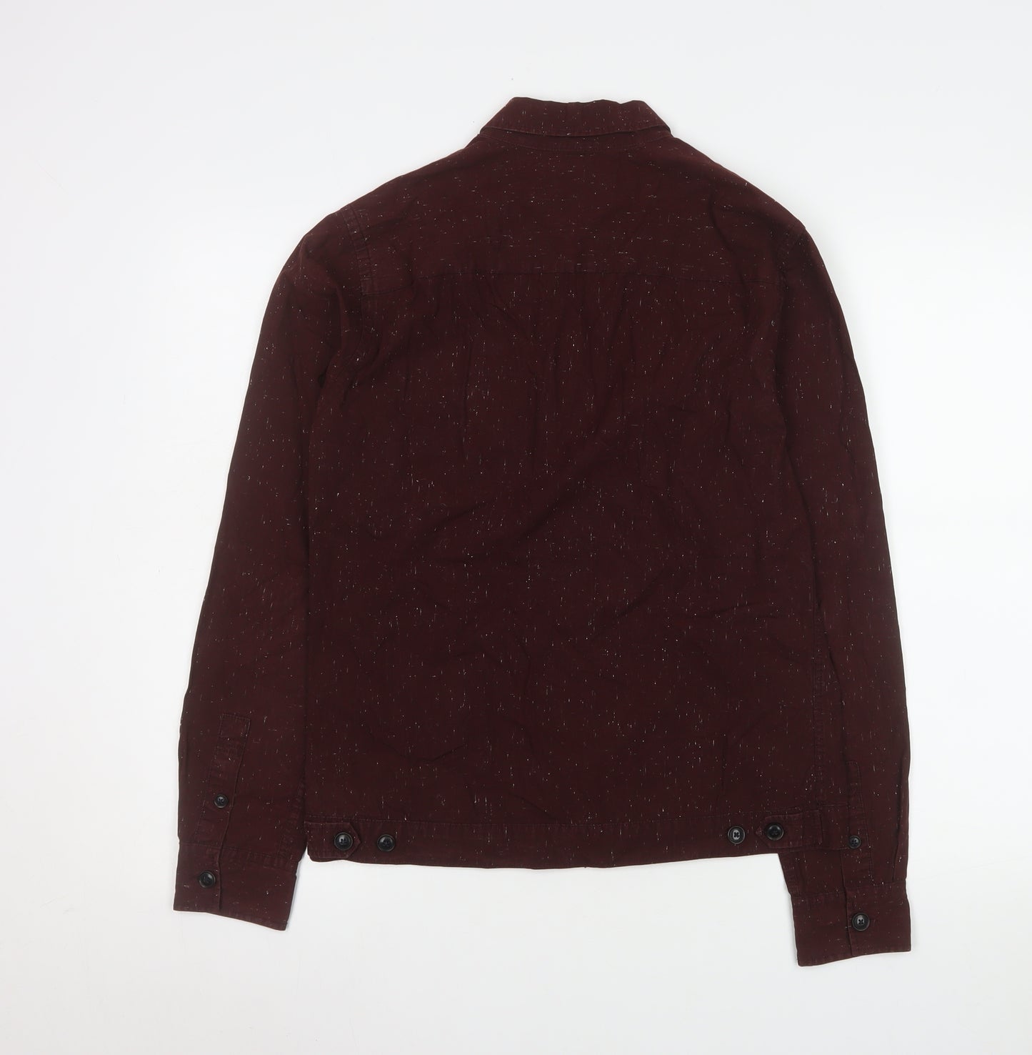 AllSaints Men's Brown Cotton Zip Front Long Sleeve Casual Shirt XS