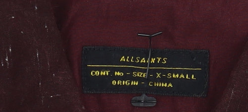 AllSaints Men's Brown Cotton Zip Front Long Sleeve Casual Shirt XS