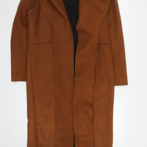 Boohoo Women Brown Long Suede Trench Coat Size 12