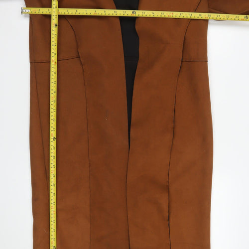 Boohoo Women Brown Long Suede Trench Coat Size 12