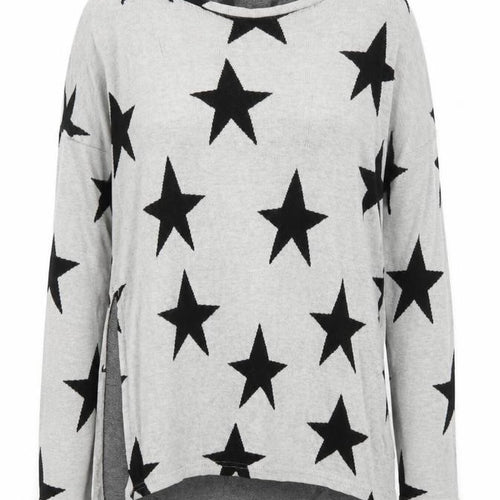 H&M Divided Womens Grey Star Print Lightweight Long Sleeve Top XS