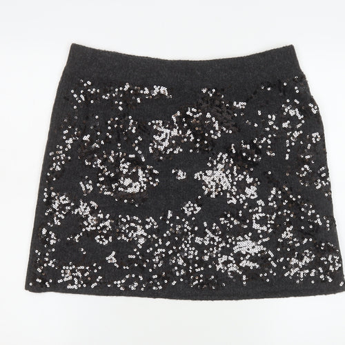River Island Women's Grey Sequin Mini Skirt Size L Party Wear