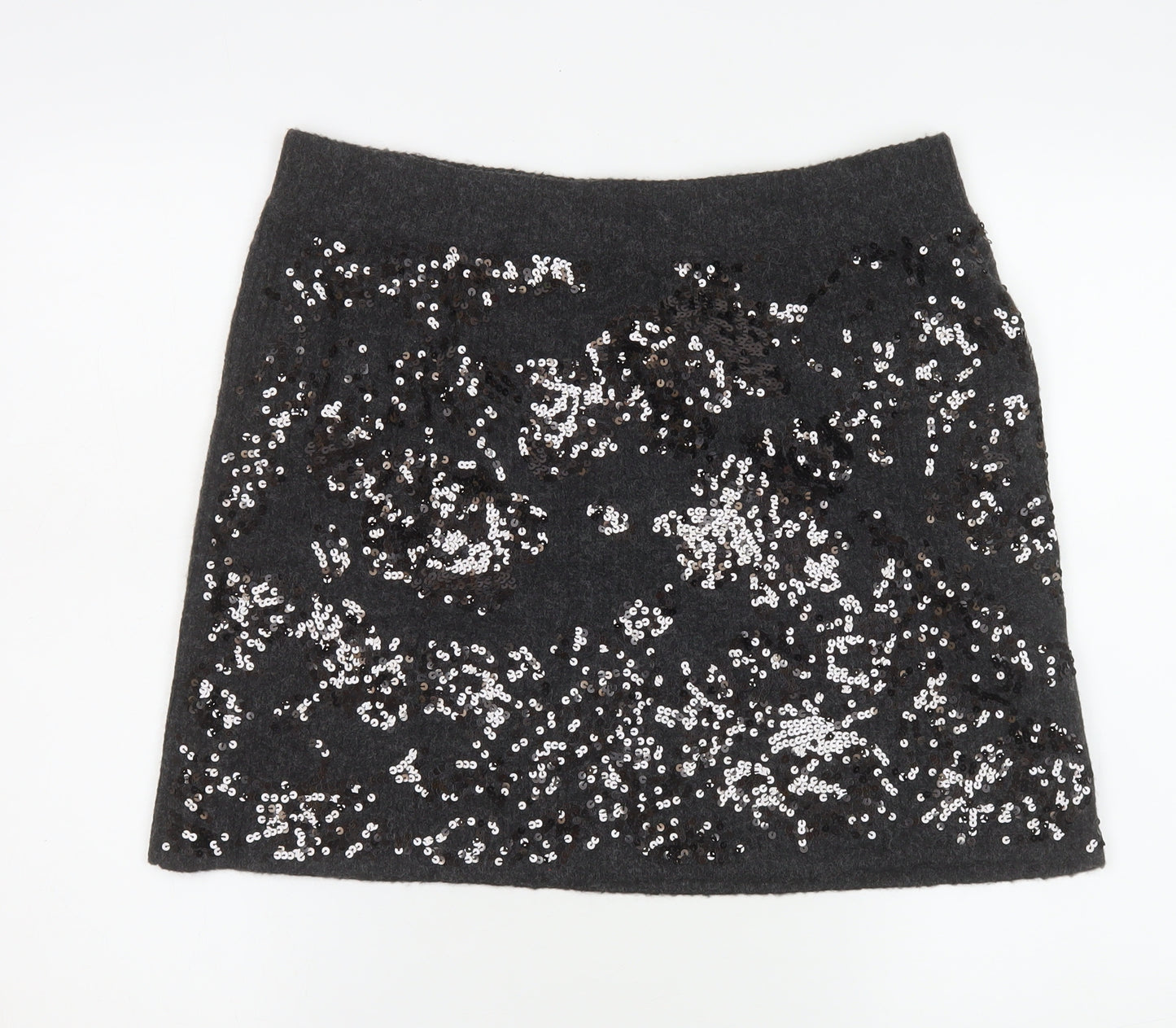 River Island Women's Grey Sequin Mini Skirt Size L Party Wear
