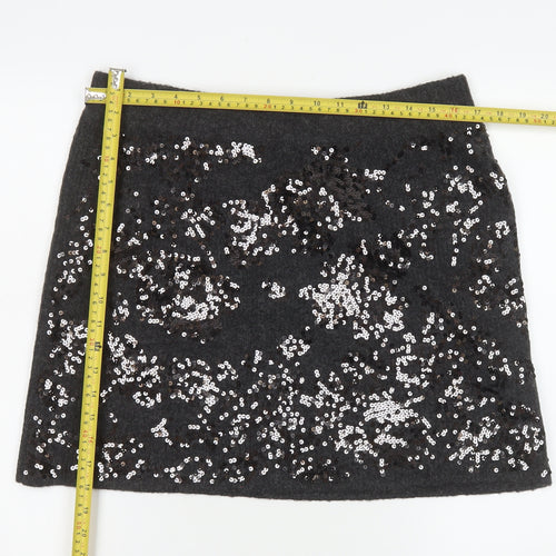 River Island Women's Grey Sequin Mini Skirt Size L Party Wear