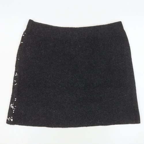 River Island Women's Grey Sequin Mini Skirt Size L Party Wear