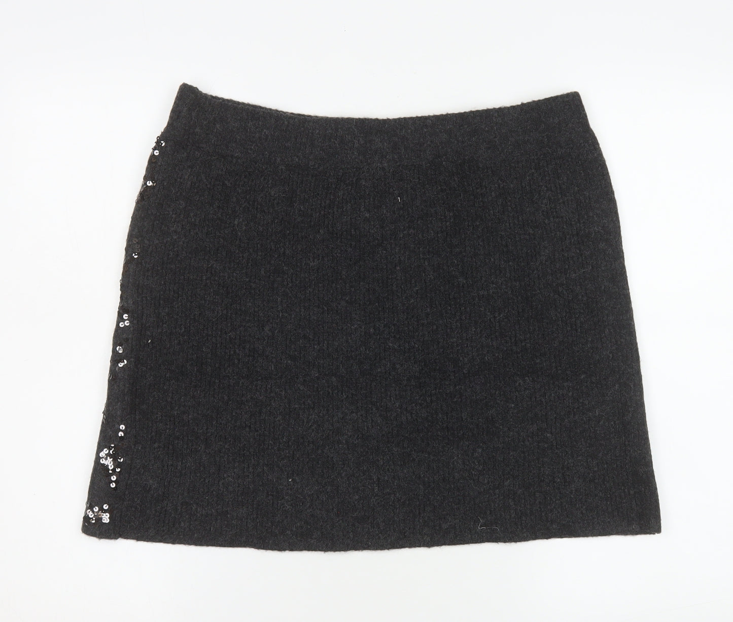 River Island Women's Grey Sequin Mini Skirt Size L Party Wear