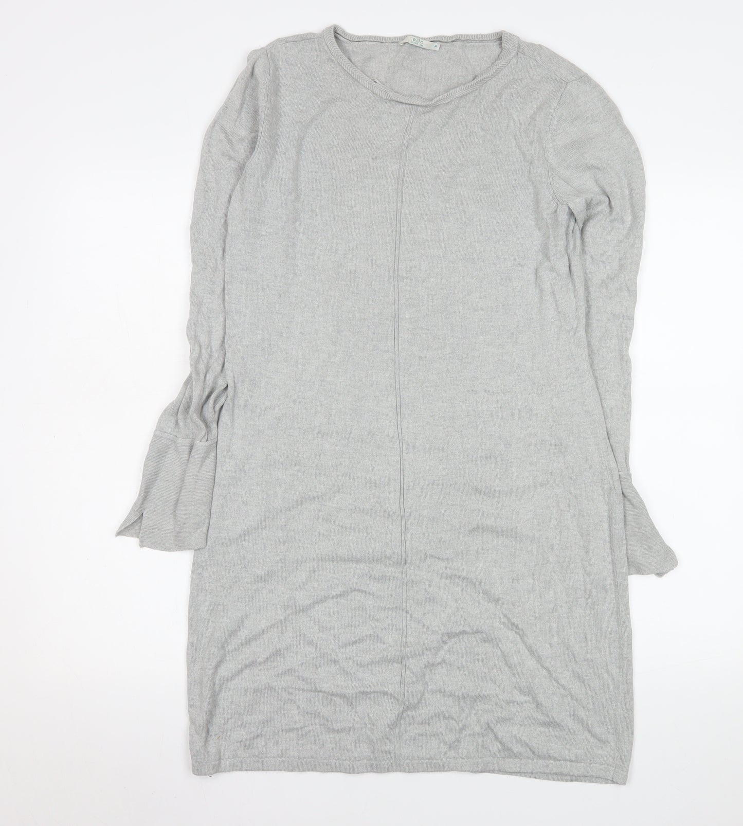 edc Women Grey Knit Shift Dress M Long Sleeve Crew Neck