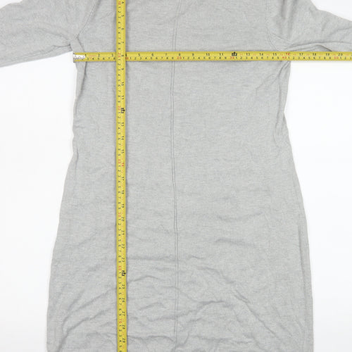 edc Women Grey Knit Shift Dress M Long Sleeve Crew Neck