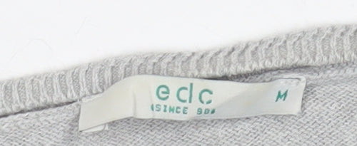 edc Women Grey Knit Shift Dress M Long Sleeve Crew Neck