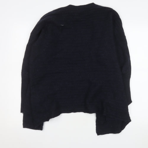 Lindex Women’s Navy Blue Cardigan Medium Wool Mohair Blend Open Knit