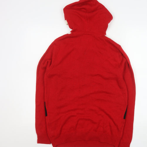 Next Mens Red Christmas Hooded Santa Cardigan Jumper Size M