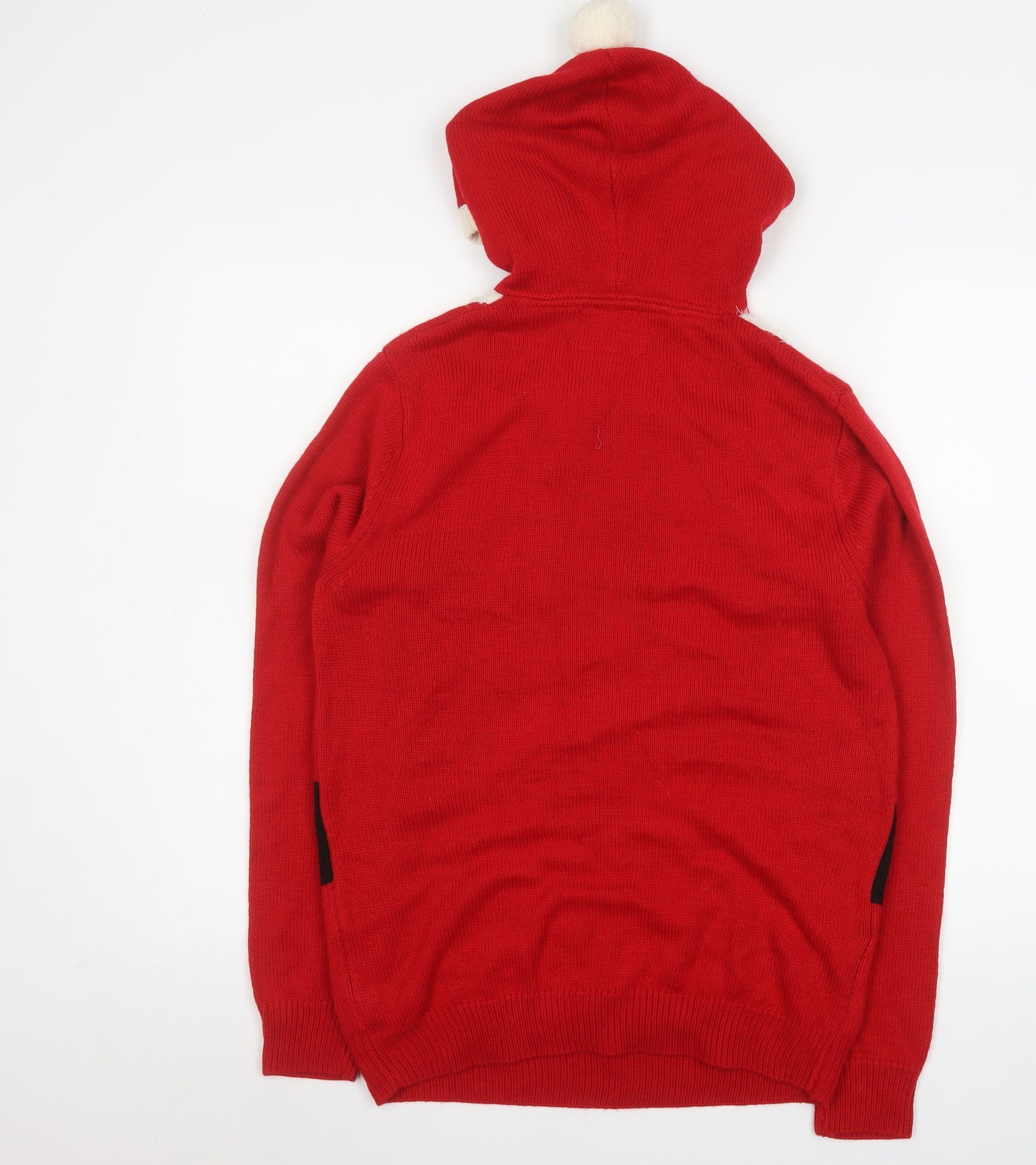 Next Mens Red Christmas Hooded Santa Cardigan Jumper Size M