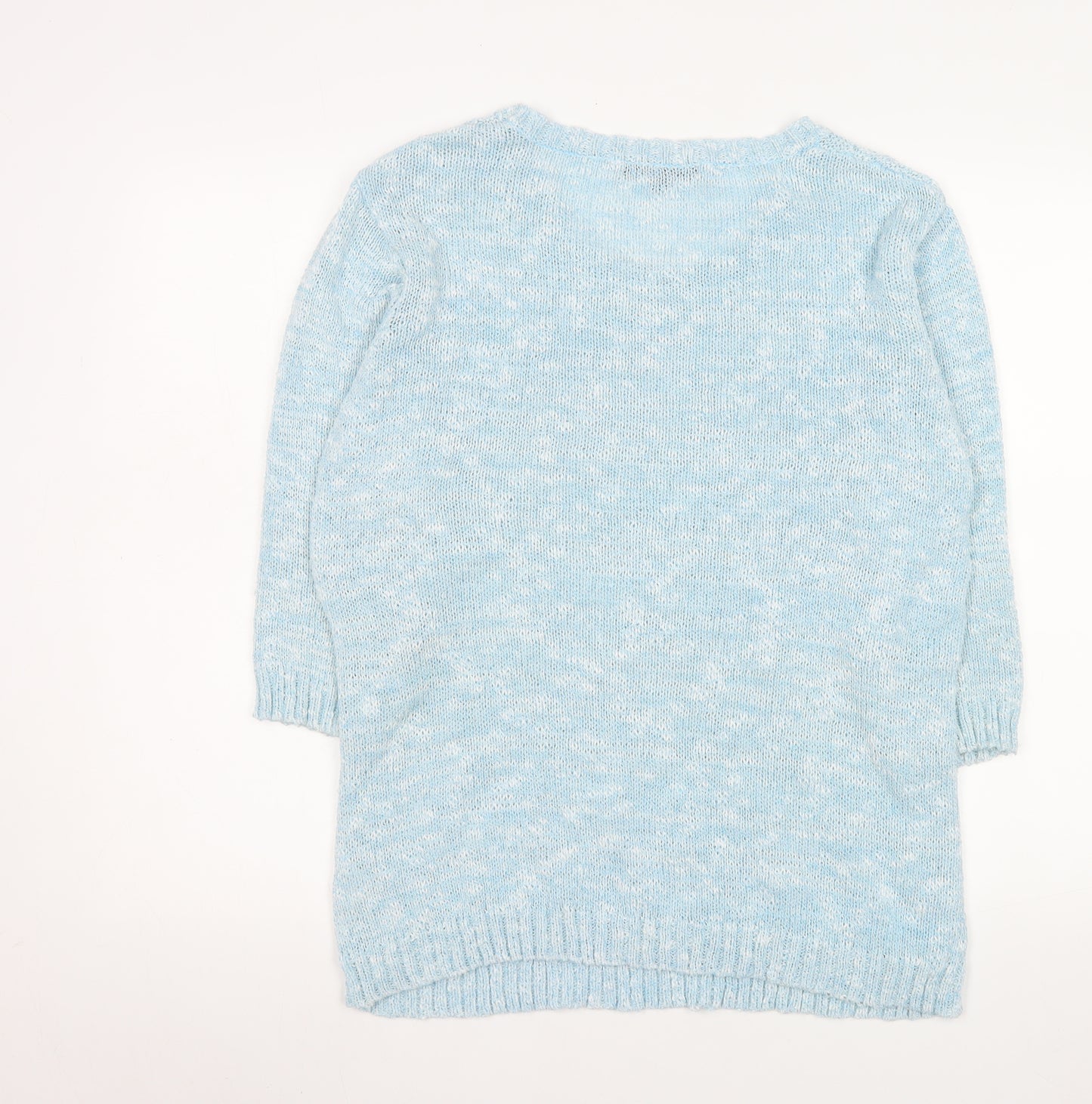 Mudflower Women’s Blue Cable Knit 3/4 Sleeve Cotton Jumper L/XL