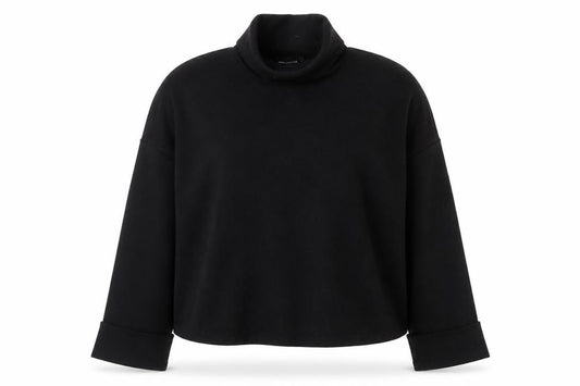 Front view of ASOS Design women’s black xl turtleneck pullover sweatshirt