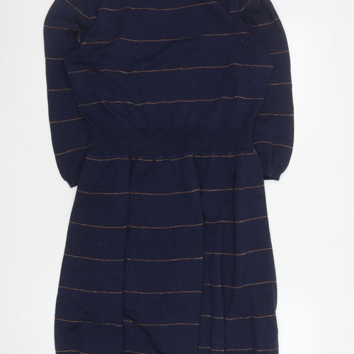 Fat Face Women’s Blue Striped Jumper Dress Size 14 Knitwear
