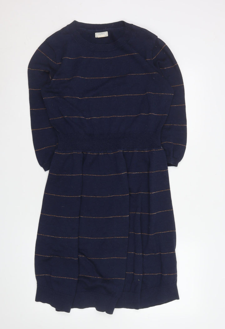 Fat Face Women’s Blue Striped Jumper Dress Size 14 Knitwear