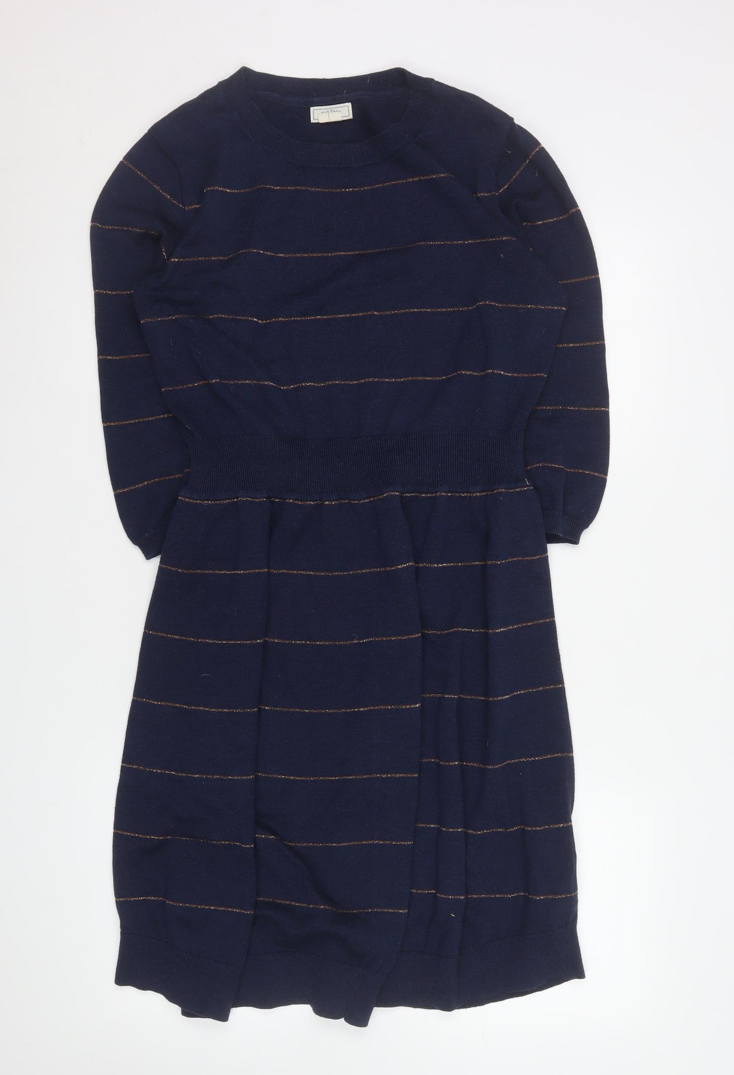 Fat Face Women’s Blue Striped Jumper Dress Size 14 Knitwear