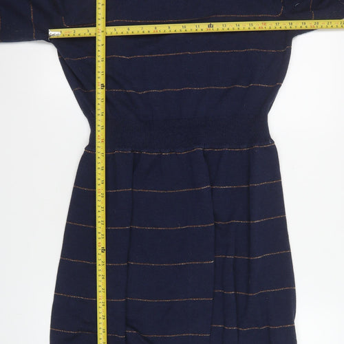 Fat Face Women’s Blue Striped Jumper Dress Size 14 Knitwear