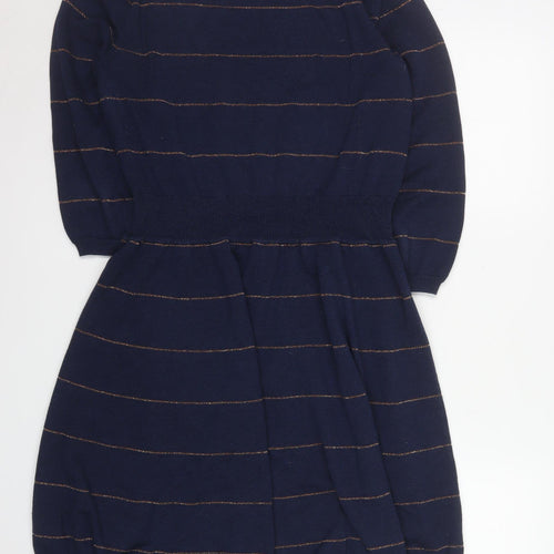 Fat Face Women’s Blue Striped Jumper Dress Size 14 Knitwear