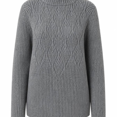 Lipsy Women’s Grey Cable-Knit Mock Neck Jumper Size 8
