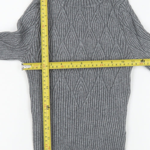 Lipsy Women’s Grey Cable-Knit Mock Neck Jumper Size 8