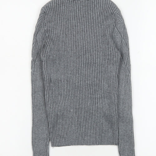 Lipsy Women’s Grey Cable-Knit Mock Neck Jumper Size 8