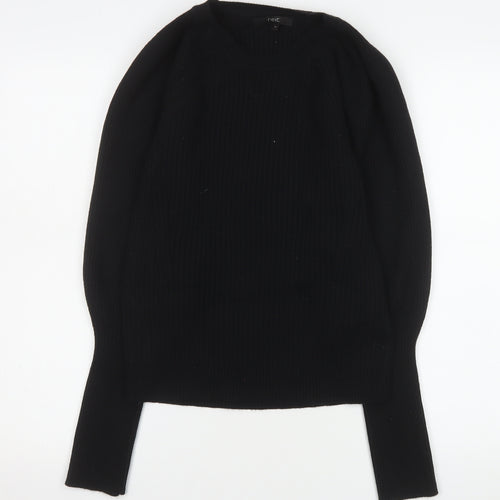 Next Women Black Crew Neck Pullover Jumper Size 14 Regular Fit