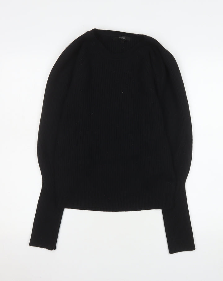 Next Women Black Crew Neck Pullover Jumper Size 14 Regular Fit