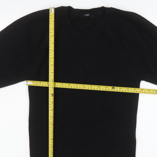 Next Women Black Crew Neck Pullover Jumper Size 14 Regular Fit
