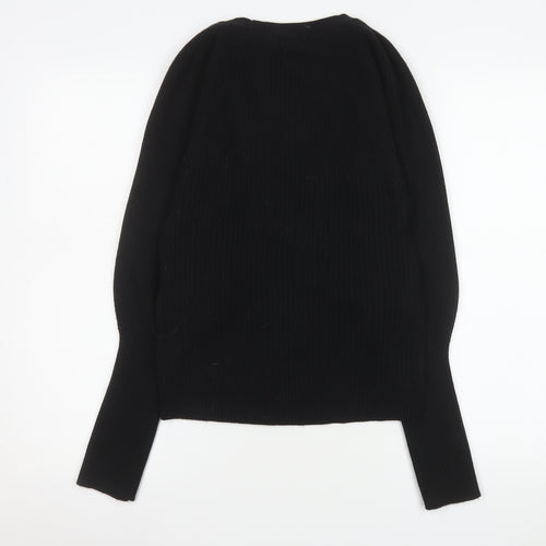 Next Women Black Crew Neck Pullover Jumper Size 14 Regular Fit