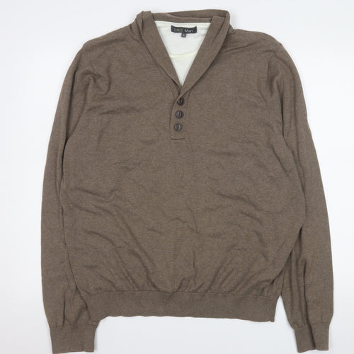 Marks and Spencer Men’s Beige XL Cotton Shawl Collar Knit Shirt