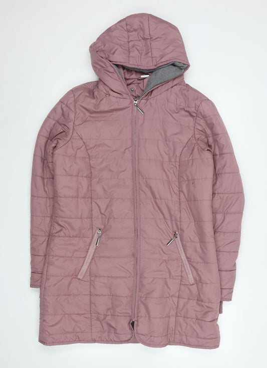 Cotton Traders Women’s Pink Hooded Long Puffer Coat Size 12