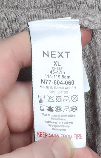 Next Men's Beige 1/2 Zip Cotton Knit Sweatshirt XL