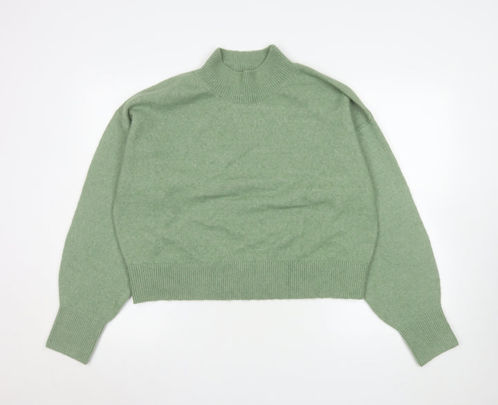 In The Style Women Green Mock Neck Knit Pullover Jumper Size M