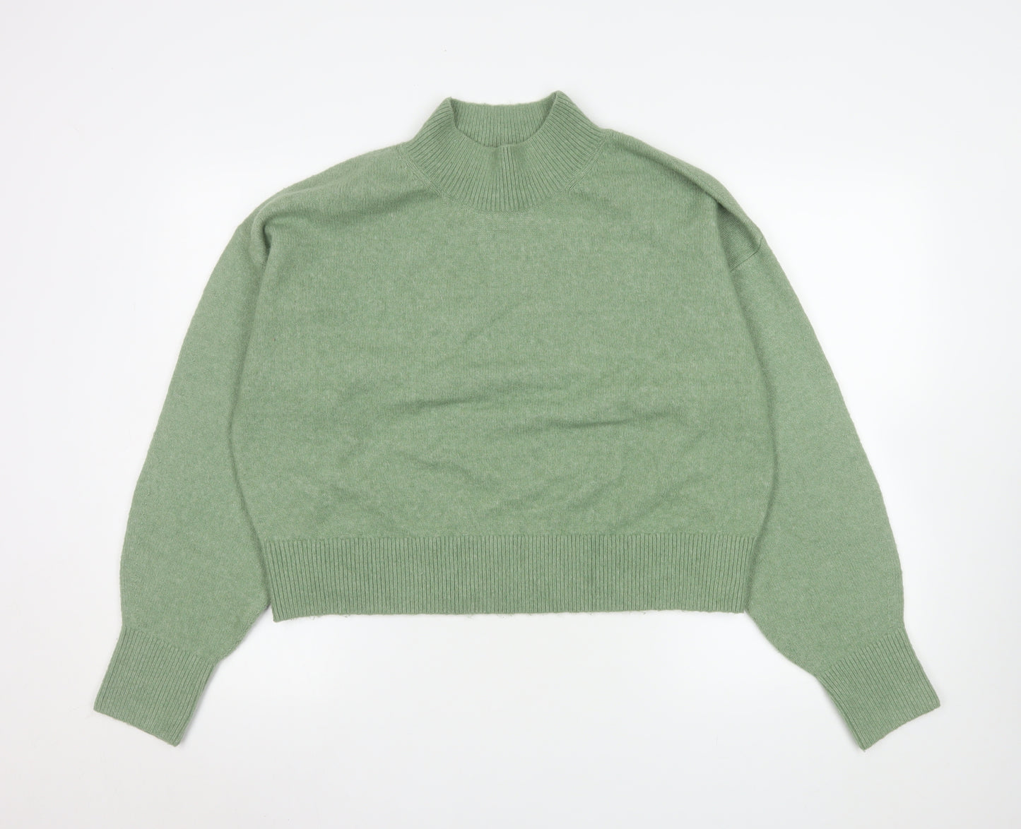 In The Style Women Green Mock Neck Knit Pullover Jumper Size M