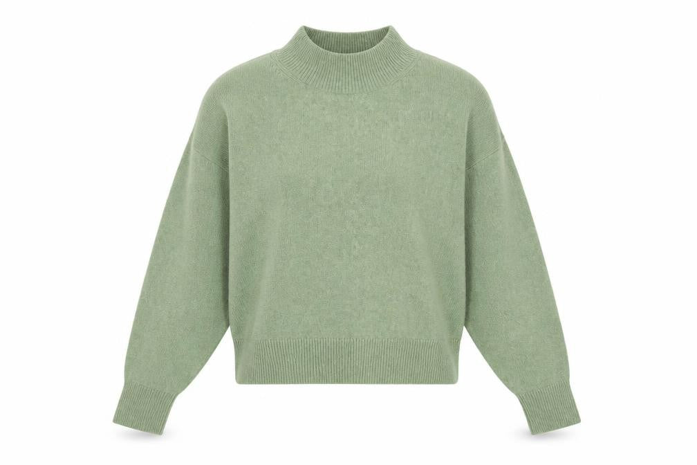 Front view of In The Style Women Green Mock Neck Knit jumper, size M