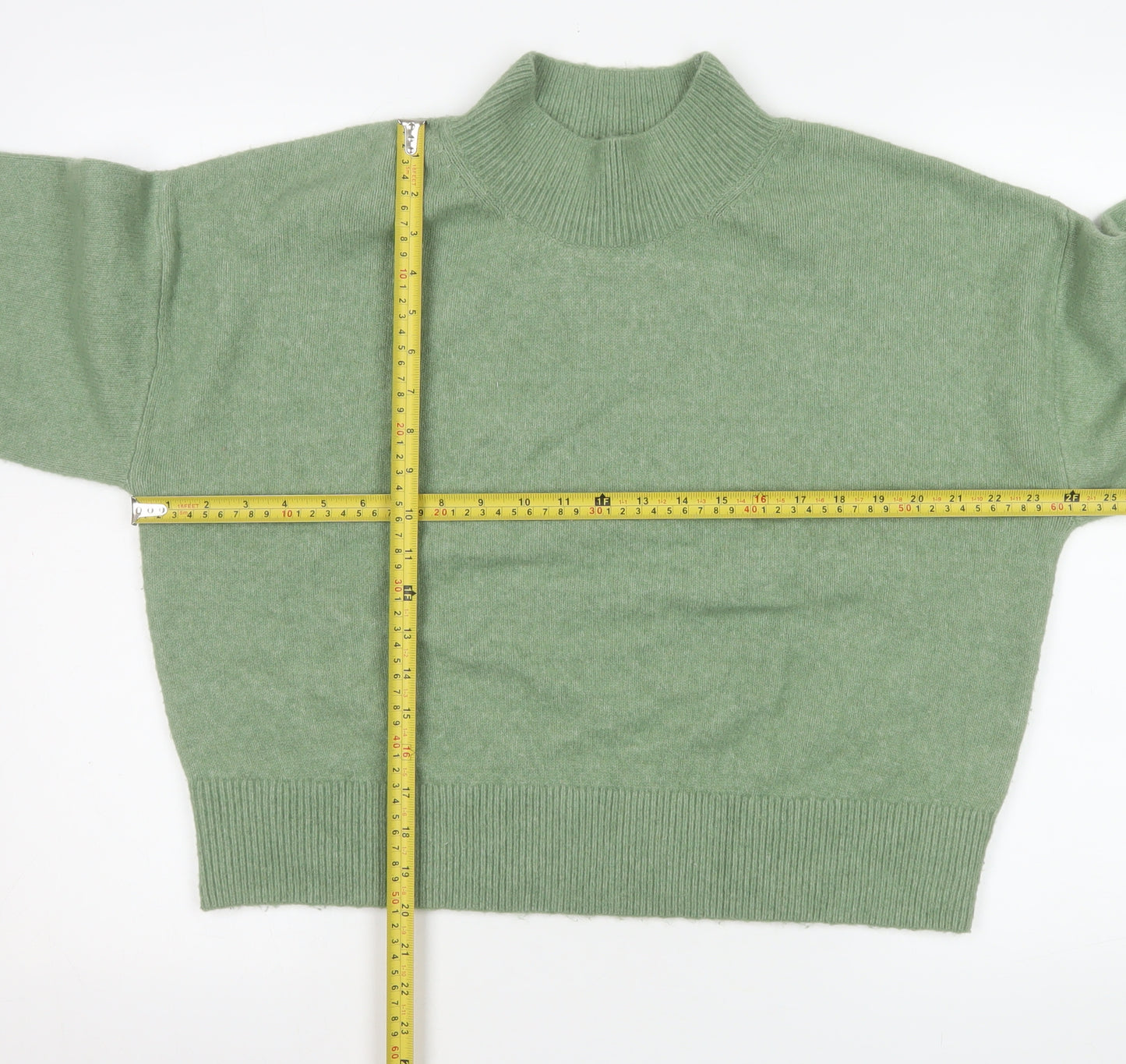 In The Style Women Green Mock Neck Knit Pullover Jumper Size M