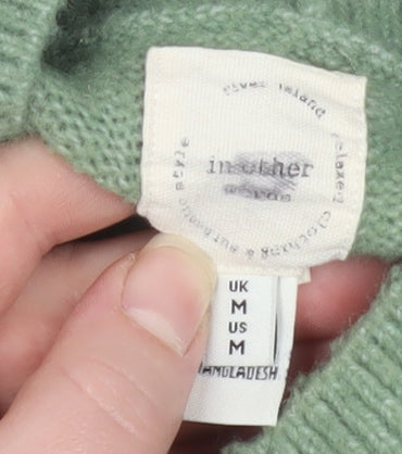 In The Style Women Green Mock Neck Knit Pullover Jumper Size M