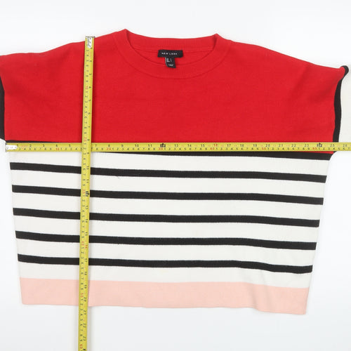 New Look Women’s Red Striped Pullover Jumper Size L Classic Knit