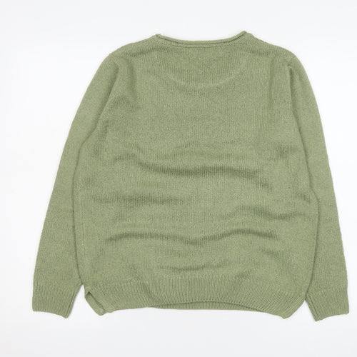 Isle Essentials Women's Green Cable-Knit Acrylic Jumper Size S 10-12