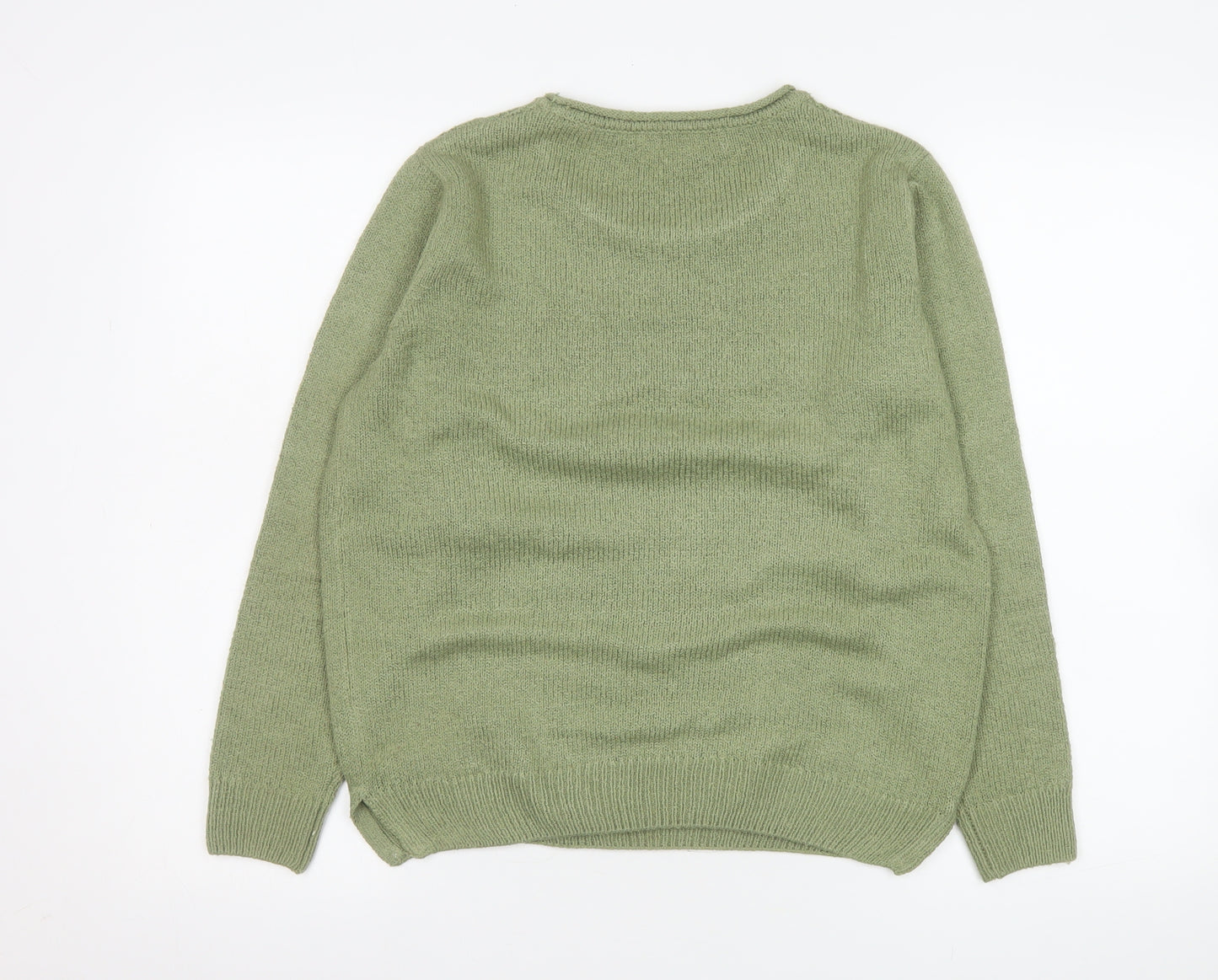Isle Essentials Women's Green Cable-Knit Acrylic Jumper Size S 10-12
