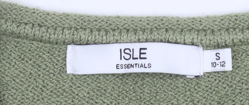 Isle Essentials Women's Green Cable-Knit Acrylic Jumper Size S 10-12