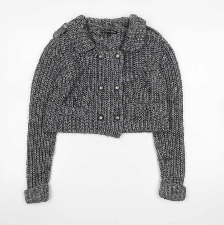 Marks and Spencer Women's Grey Chunky Knit Collared Cardigan UK 12