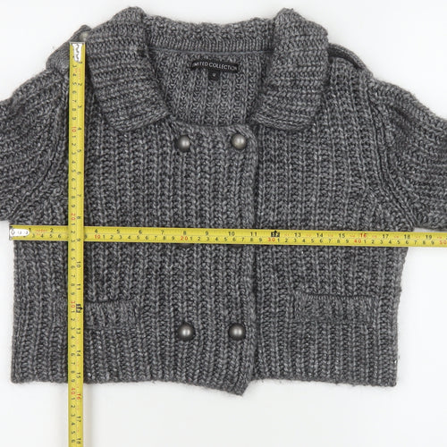 Marks and Spencer Women's Grey Chunky Knit Collared Cardigan UK 12