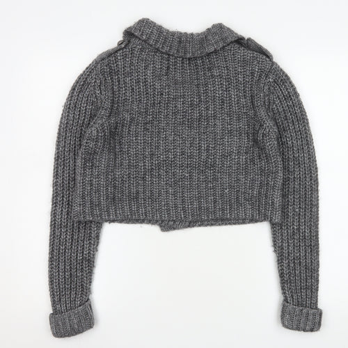 Marks and Spencer Women's Grey Chunky Knit Collared Cardigan UK 12